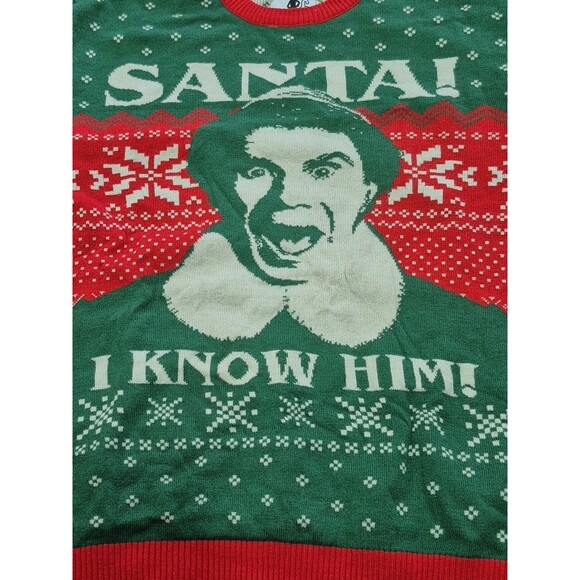 Elf "Santa I Know Him" Christmas Sweater Size Large Ugly Christmas Sweater - Picture 6 of 8